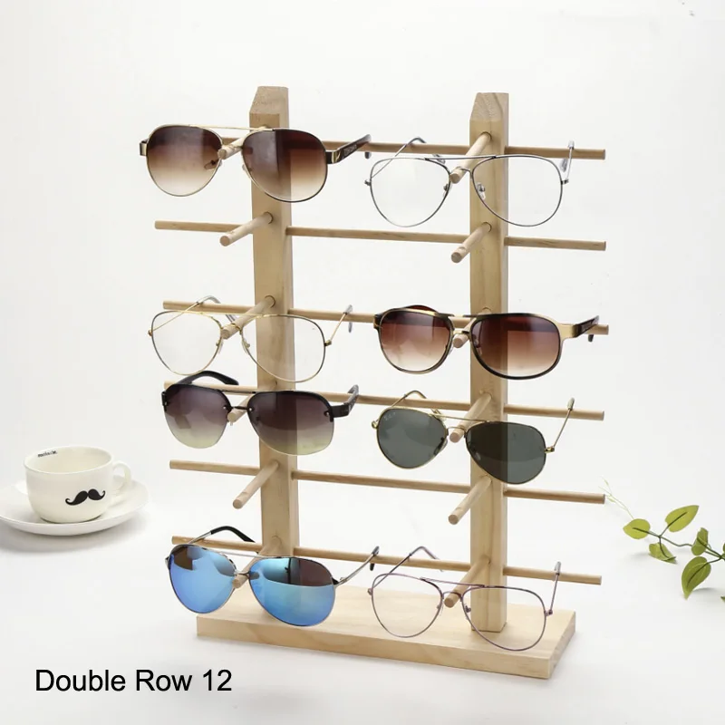 No Painting Natural Wooden Sunglasses Display Shelf Eyeglasses Show Stand Jewelry Holder Jewellery Organizer Multi Pairs Rack