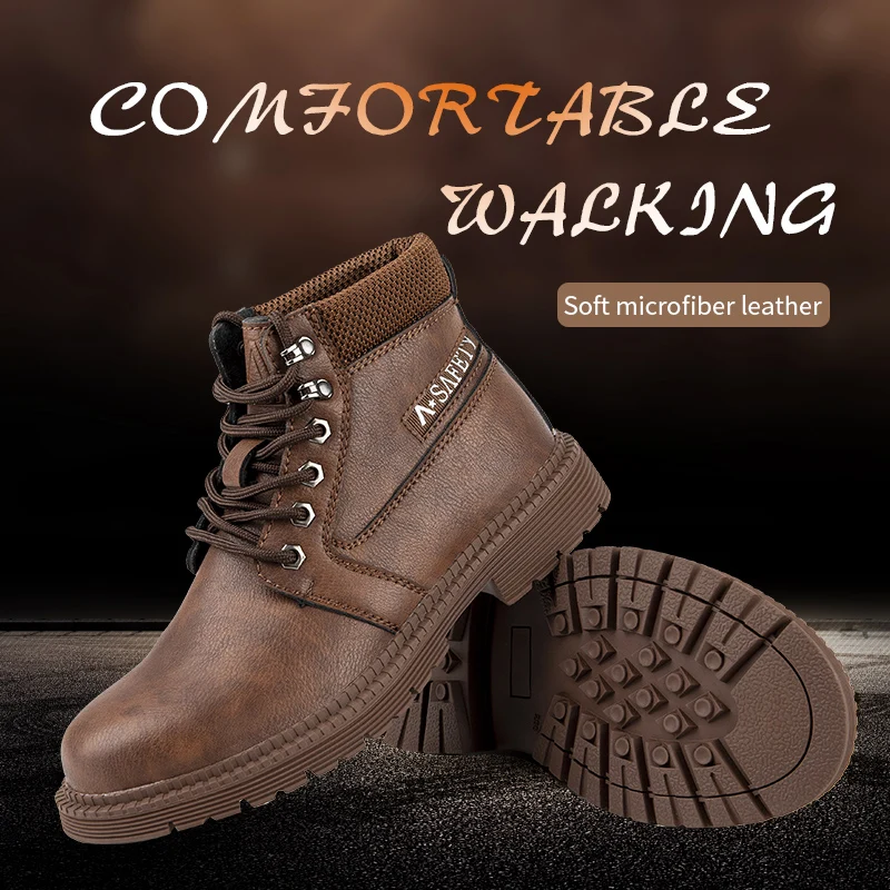 

Men's New Steel-Toed Work Boots Safety Shoes Casual Breathable Outdoor Shoes Anti-Puncture And Comfortable Industrial Work Boots