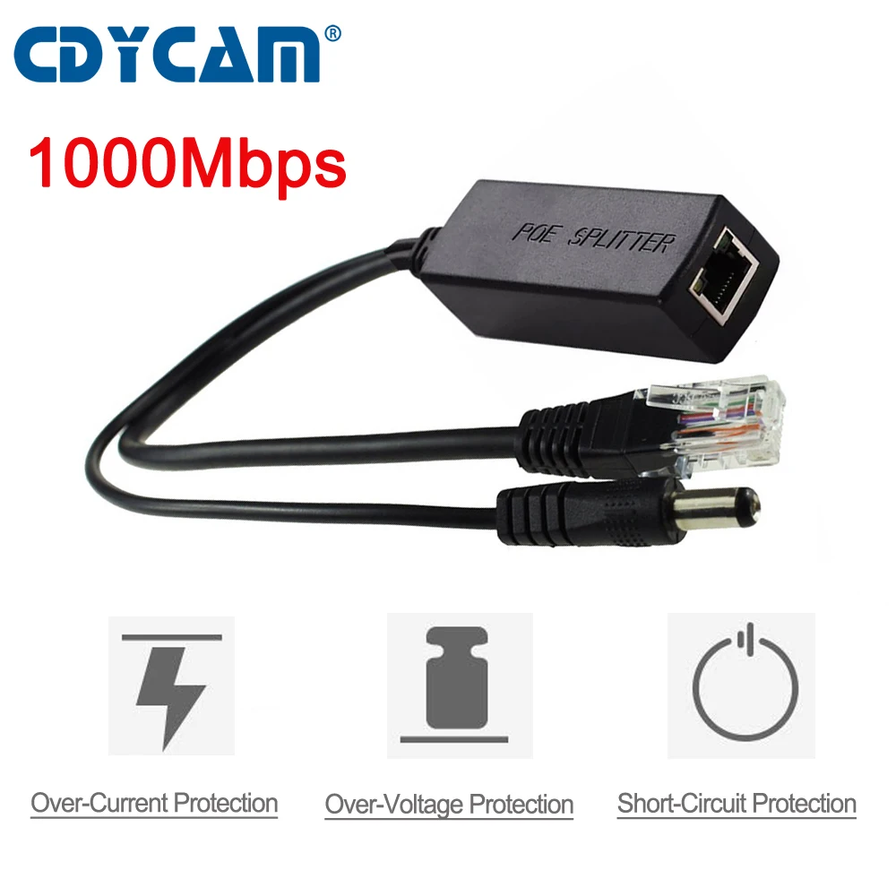 Cdycam IEEE 802.3af/802.3AT Gigabit активный сплиттер PoE Power Over Ethernet 48V to 12V 1A 2A 10/100/1000Mbps|Коробки