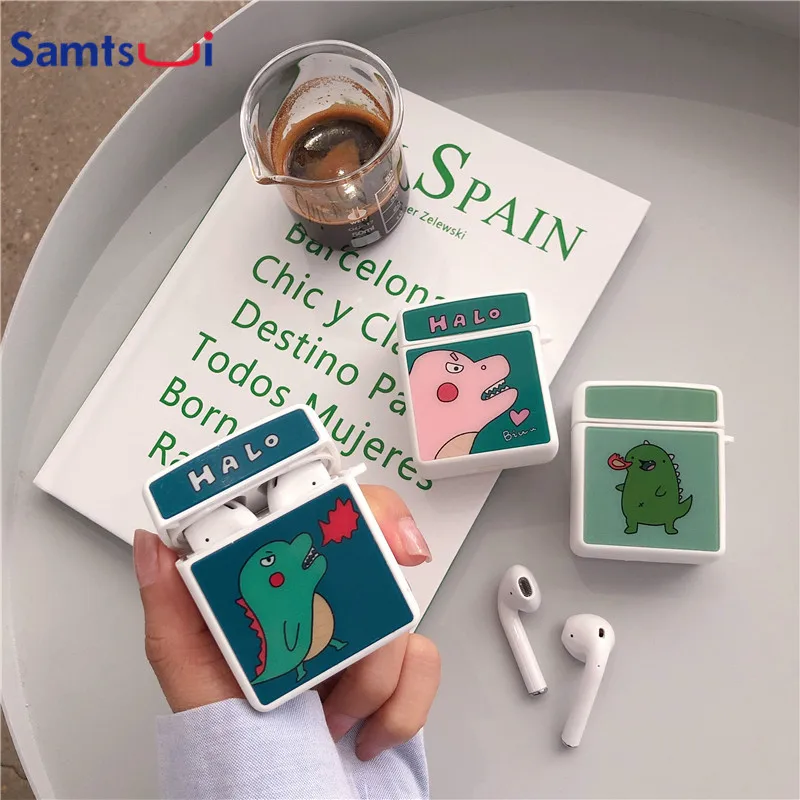 

Samtsui Square Fire Dragon For IPhone Airpods Candy Color Cute Headphone Case For Airpods1 2 Soft TPU Cover Coque Fundas