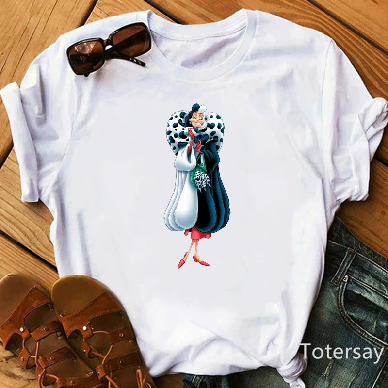 Women T Shirts Cruella De Vil Dogs Graphic T-shirt Female Clothes  Funny Cartoon T shirt Summer Tops Casual Oversized