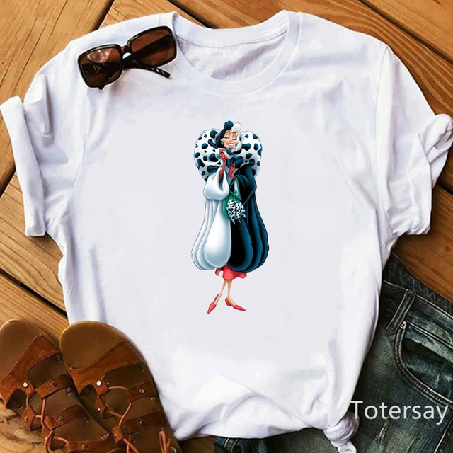 Women T Shirts Cruella De Vil Dogs Graphic T-shirt Female Clothes  Funny Cartoon T shirt Summer Tops Casual Oversized M1029