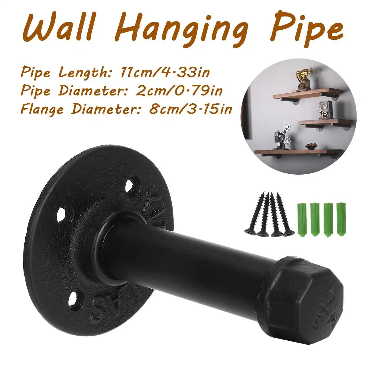 Retro industrial water pipe Shelf Bracket Iron Industrial Shelf Bracket