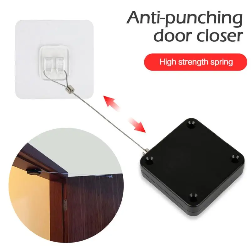 

1PCS Punch-free Pull Automatic Door Operators Door Closer Stooper Anti-theft Cable Pull Box Safety Protection For House Office