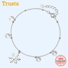 Trustdavis минималистичный 925 пробы Серебряный Снежинка Ослепительный CZ бисер браслет для женщин Стерлинговое Серебро Свадебные ювелирные изделия DS2500