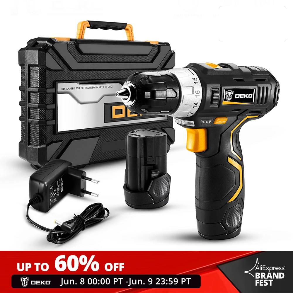 DEKO GCD12DU3 12V Max Electric Screwdriver Cordless Drill Mini Wireless Power Driver DC Lithium Ion Battery 3/8 Inch 2 Speed|cordless drill|electric cordless drillwireless drill - AliExpress