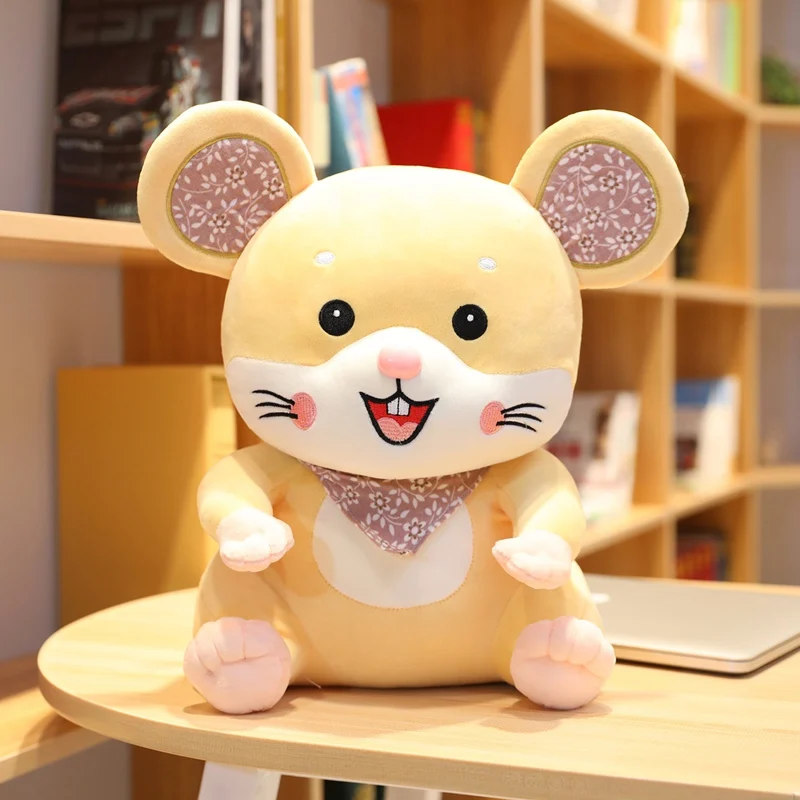 28/38/58 см Kawaii улыбка Мышь плюшевая игрушка мягкие чучела с презентабельным видом: шарф с животными Мыши Крысы куклы для детей, платье для дня рождения для маленькой девочки подарки на Рождество - Цвет: Yellow