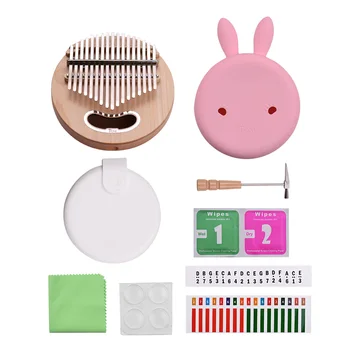 

Tom TK-CI-RB 17-Key Round Shape Thumb Piano Kalimba Maple Wood with Carry Bag Musical Note Sticker Cute Silicon Protective Cover