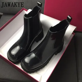 

Square Toe Chelsea Boots High Heel Platform Casual Fashion Ankle Boots Girl's Height Increasing Shoes Winter Combat Boots