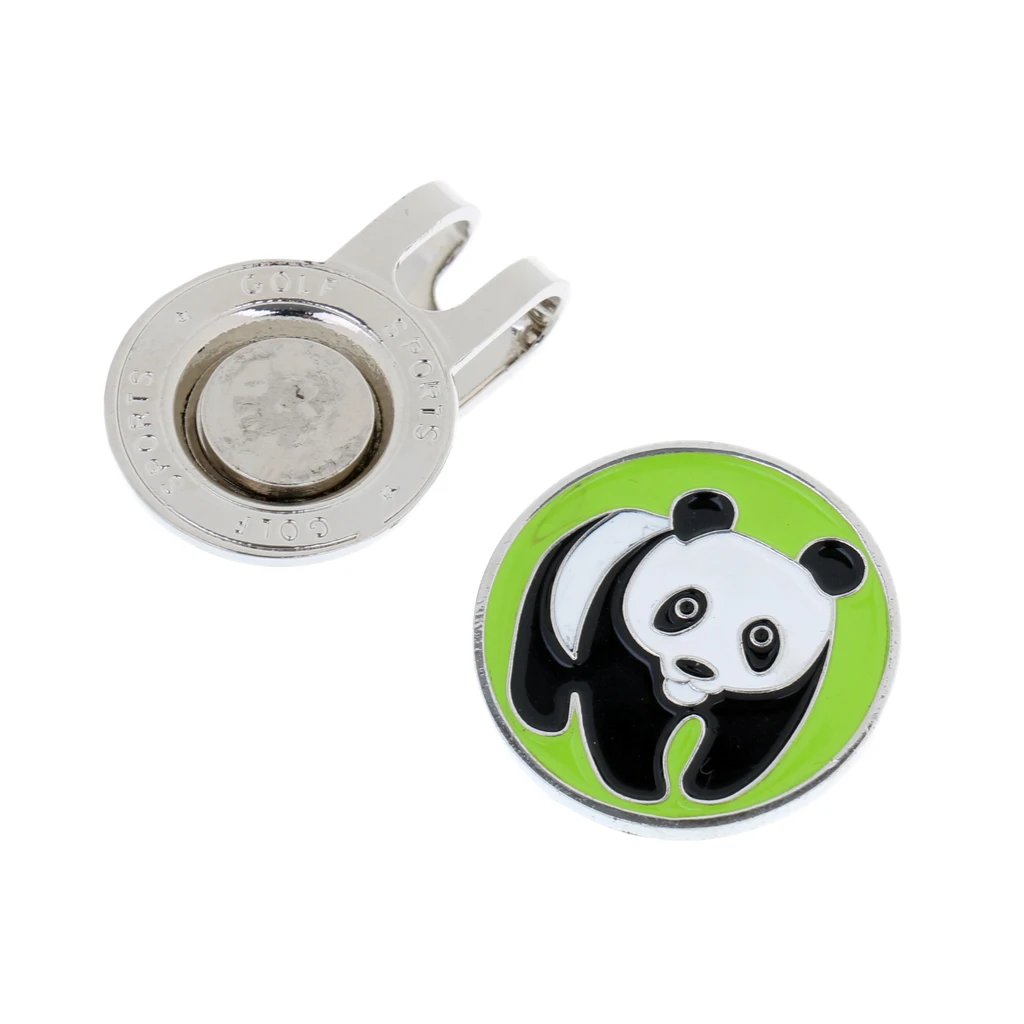 Metal Magnetic Golf Markers with Hat Clip Set Panda Pattern Golf Accessory Golfer Gift