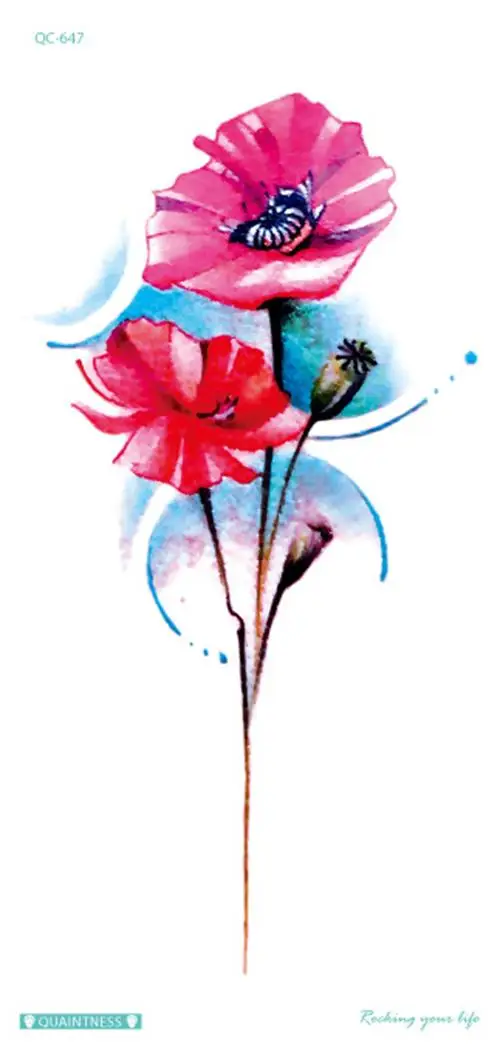 Colorful Rose Flower Temporary Tattoo Waterproof Water Transfer