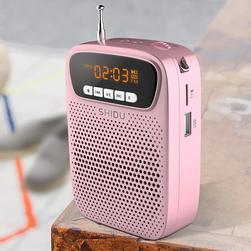 Pink Проводной голосовой усилитель микрофон маленькая Пчелка Bluetooth динамик FM светодиодный Конференц-тур гид учитель Музыка усилитель для МегаФона - Цвет: Pink