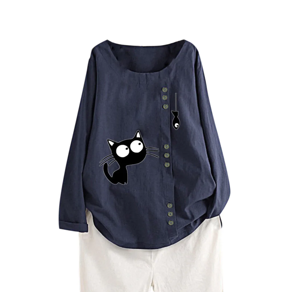 

Womens Tops And Blouses Long Sleeve Blouse Plus Size Women Tops Vintage Buttons Kawaii Printed Blouses Woman 2019 Блузка Женская