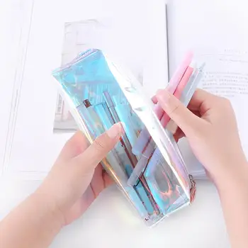 

Candy Color Transparent Tassel Zipper Pen Case Holder Student Stationery Pouch Glitter Pencilcase For Girls Pen Box School