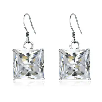 

Szjinao Real 925 Sterling Silver Earrings for Women Diamond Wedding Earrings Neo-Gothic Square Handmade Design Fine Jewelry New