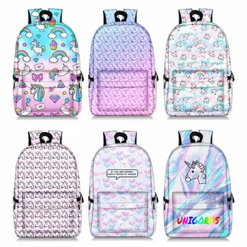 

1PC Unicorn Printed Backpack Cute Print Unicorn Bag Teenager Girl Large Capacity Book School Bag Women Double Shoulder Backpack
