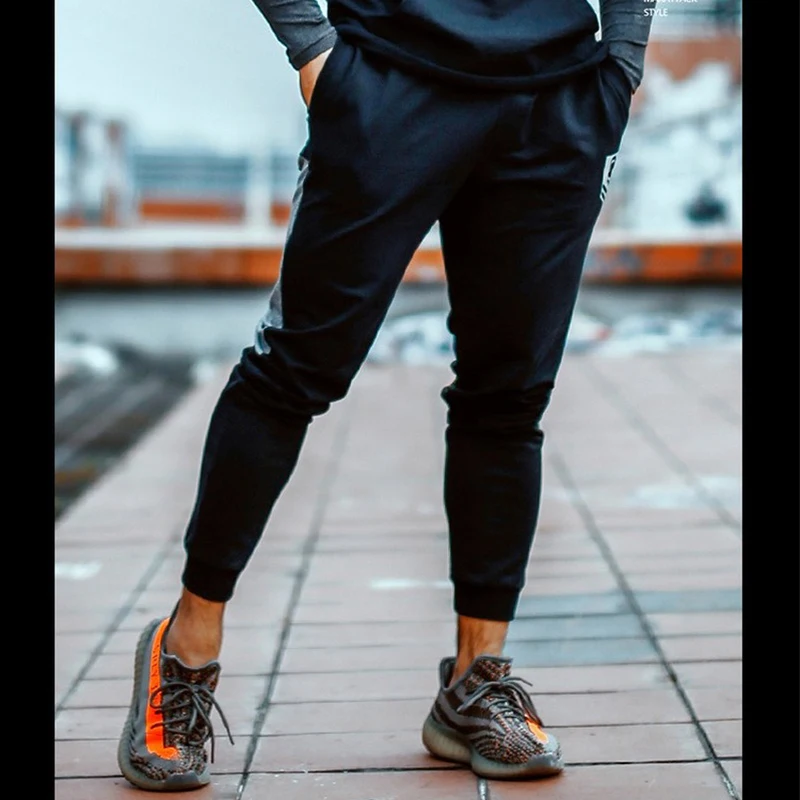 Men Pants 2019 New Fashions Running Fitness Trousers Close Feet Pants Men's Beam Stretch Casual Pants Men Clothing