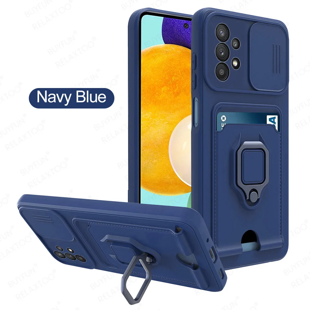 samsung silicone Slide Camera Lens Protection Case For Samsung A52 5G Card Slot Stand Holder Magnetic Cover For Samsung Galaxy A52s A 52 52A 5G samsung silicone cover Cases For Samsung