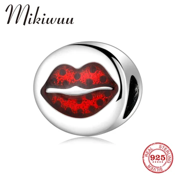 

Unique 925 Sterling Silver Charm Sexy flame red lips Fine Bead fit Original Pandora Charm Bracelet Silver 925 Jewelry Making