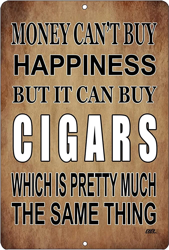 Rogue River Tactical Funny Sarcastic Metal Tin Sign Wall Decor Man Cave Bar Money Happiness Cigars | Дом и сад
