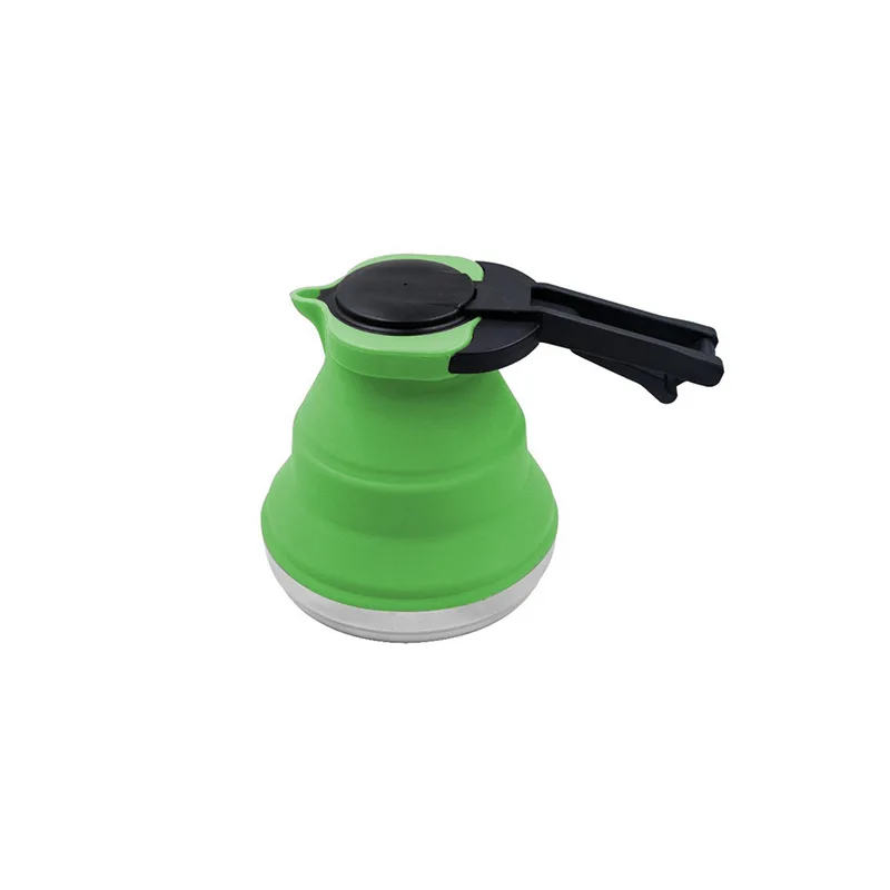 Green 1.5L легко переносить складной силиконовый чайник, чайник для воды, походные кухонные инструменты для путешествий, чайник для чая и кофе, оборудование для кемпинга на открытом воздухе - Цвет: Green