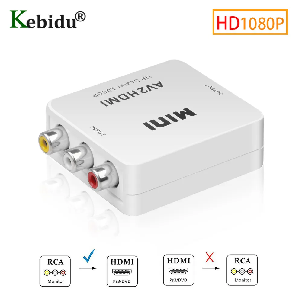 Kebidu 1 шт. полный HD 1080P штекер гнездо RCA AV HDMI преобразователь адаптер мини