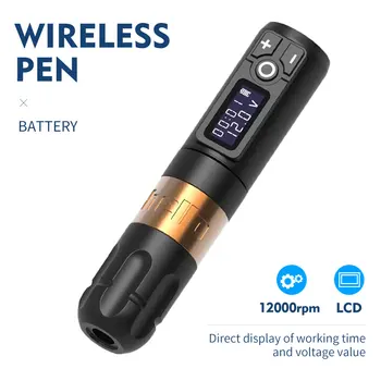 

New Professional Wireless Rotary Tattoo Machine Pen Japan Motor Strong Quiet With Replace Battery RCA Adapter Tattoo Equipment