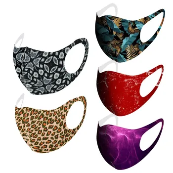 

5PCS Adult Unisex Leopard Mask Breathing Washable Face Masks Earloops Face-mask mascaras faciais Maskswashable face sheilds
