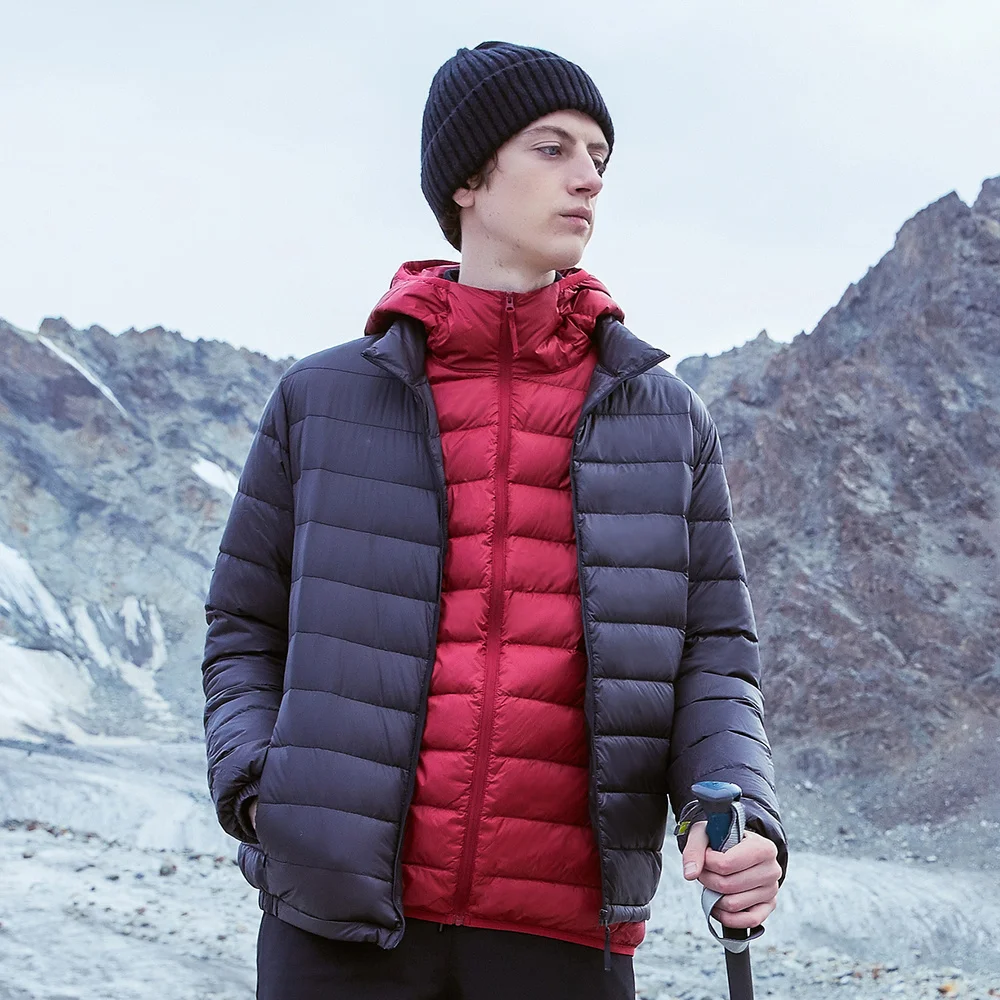  Metersbonwe 2019 doudoune hommes hiver portabilité chaud 90% duvet de canard blanc à capuche homme 