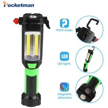 

COB LED Flashlight Car Repaire Working Light Torch Lantern Mini Magnetic USB Charging Portable Lamp for Camping Emergency Light