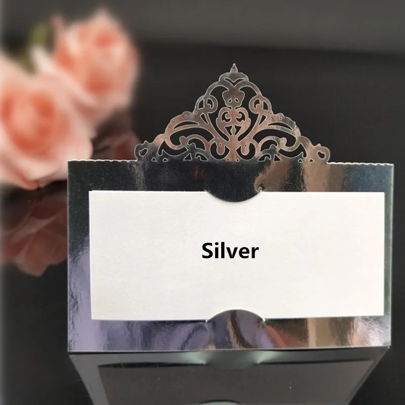 10/50/100 шт. лазерная резка свадебные сидения карточка с местом для указания имени Свадебные настольная игра карты для свадьбы или торжественного случая, хороший подарок на день рождения украшения - Цвет: silver