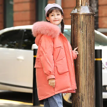 

han edition of the girls in the western style long cuhk TongBai duck down upset a undertakes to children's wear coat