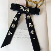 Ретро корт барокко галстук-бабочка с жемчужиной Женская фланелевая рубашка с бантом аксессуары воротник булавка