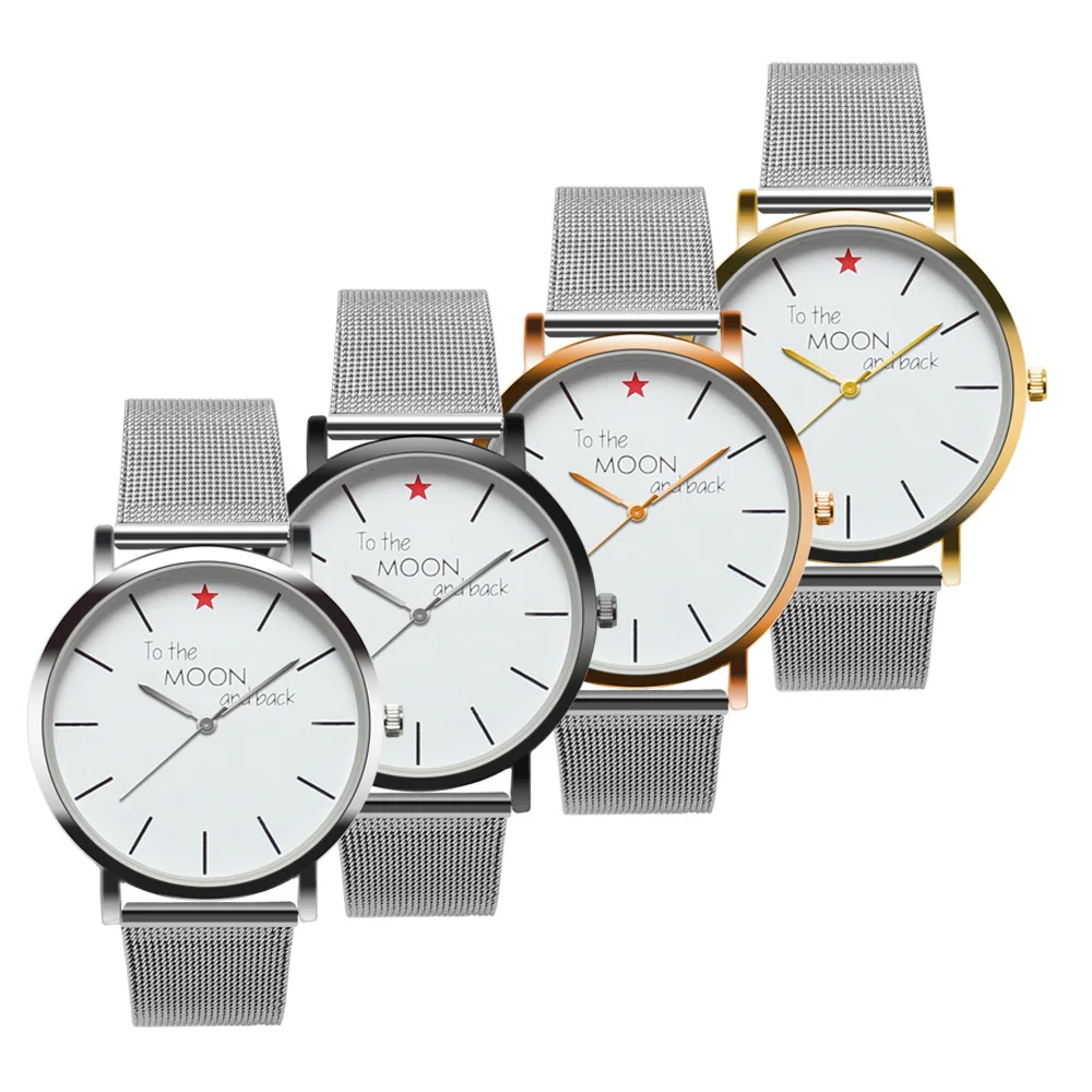 

Simple Fashionable Watch For Men And Women Unisex Watch Mesh Belt Five-pointed Star Students Watch