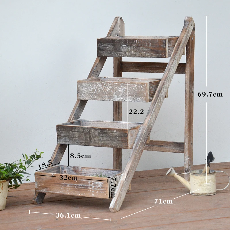 4 уровня ручной работы складной винтажный деревенский дисплей деревянная Лестница Полка