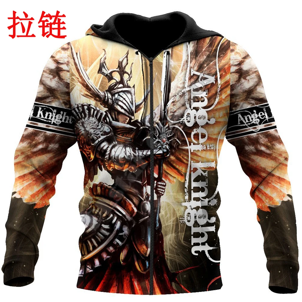 Angel Knight templar 3D All Over Printed Men Hoodie Armor Style Unisex Deluxe Hoodies Zip Pullover Casual Jacket Tracksuit KJ387