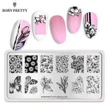 От BORN PRETTY-прямоугольник пластины для стемпинга ногтей обувь с украшениями в виде цветков и бабочек с разными рисунками Nail Art Image Дизайн Инструменты штамп для реболла