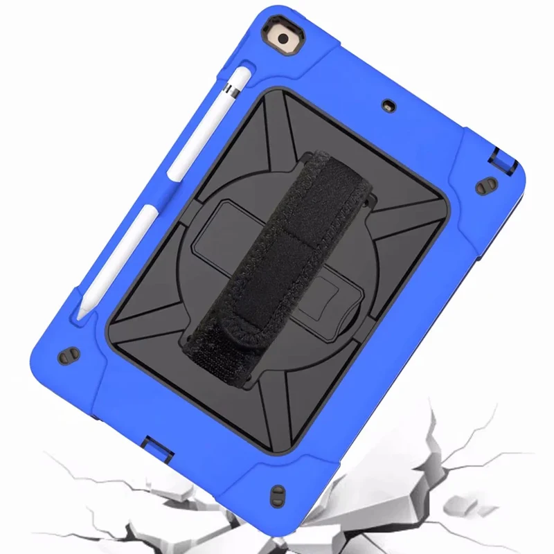 dark blue (black) Чехол для планшета с ремешком для Apple iPad 10,2, чехол для iPad 10,2, ударопрочный защитный чехол из поликарбоната, силиконовый гибридный чехол с подставкой - Цвет: dark blue (black)