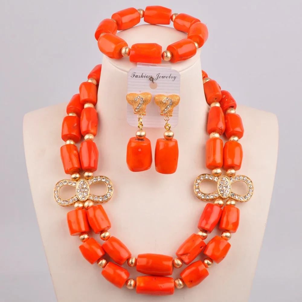 大阪 激安店舗 最新のホワイト レッド オレンジナイジェリアコーラルビーズネックレスアフリカ結婚式のためのブライダルジュエリーセット女性21d 2 売り出し銀座 Support Dynamode Com