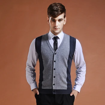 

Mens Knit Vest Wool Sweater Cardigan Jacket Sleeveless Tops Buttons Down V Neck Patchwork Basic Fashion Casual Smart BO26154111