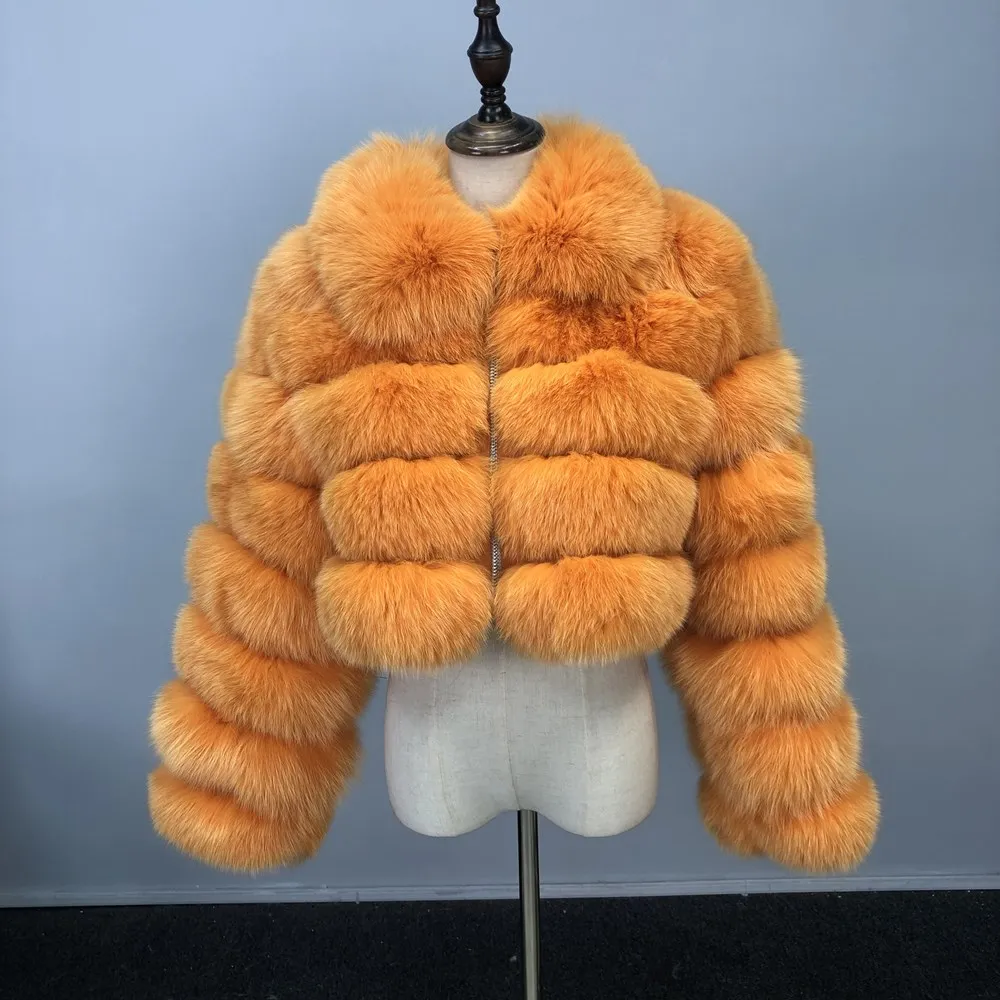 FURSARCAR 2021 New Fashion Natural Real Fur Coat Women Full Pelt Genuine Fox Fur Short Jacket Winter Thick Real Fur Overcoats
