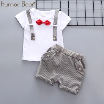 

Humor Bear Summer 2019 Baby Boys Clothes Suit Gentleman Style Fashion StrapT-shirt Tops+ Shorts Toddler Party Kids Clothing Set