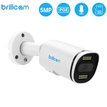 

Brillcam HD 5MP POE SD Slot AI Human Detection Night Color Camera Microphone Weatherproof Home Security S5153P2/IRWL