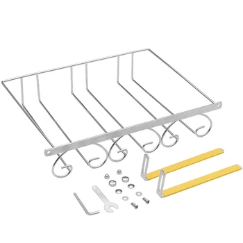 

Wine Glass Rack - Storage Stemware Holder Under Cabinet 3 Rows Hanger Organizer Hanging Shelf for Bar Kitchen