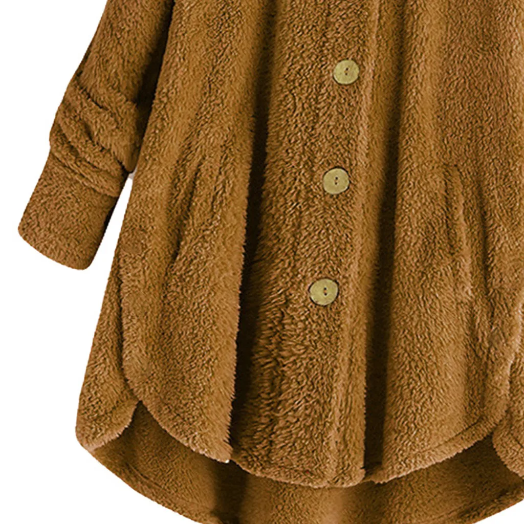 Женское пальто большого размера, плюшевая Толстая теплая верхняя одежда, свободная одежда с капюшоном, Свободный кардиган, шерстяное пальто, зимняя куртка, дропшиппинг#6