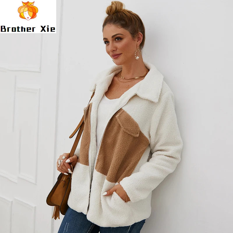 

2020 New Winter Women Faux Fur Overcoat Turndown Collar Zipper Casual Warm Loose Jackets Plus Size 3xl Female Fur Outwear