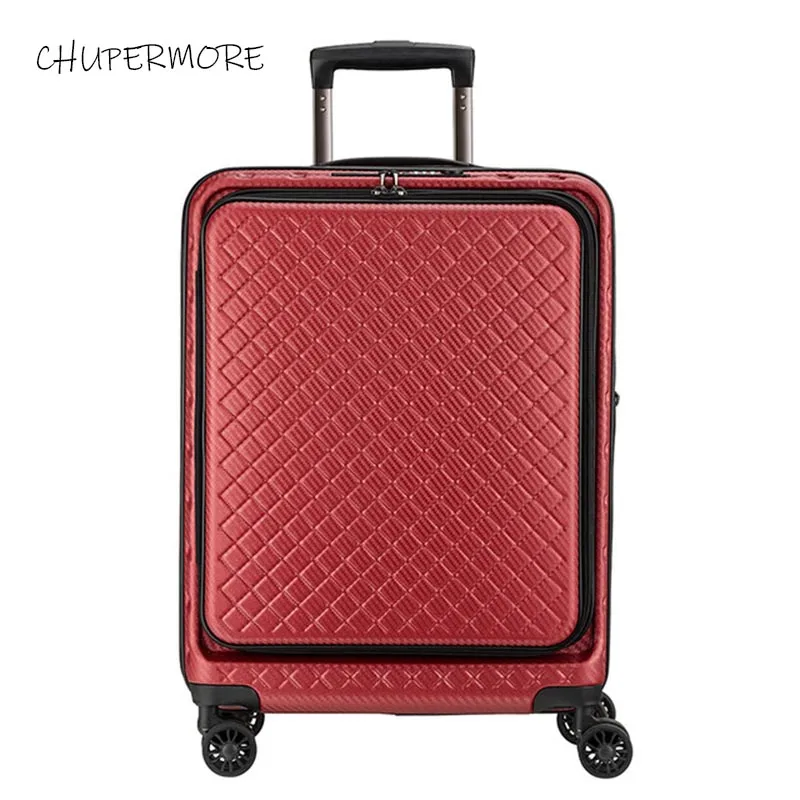 20-дюймовый Стандартный пансион модница откидная крышка Скалка багаж Спиннер бренд чемодан колеса 20 дюймов кабина пароль тележка - Цвет: Wine red