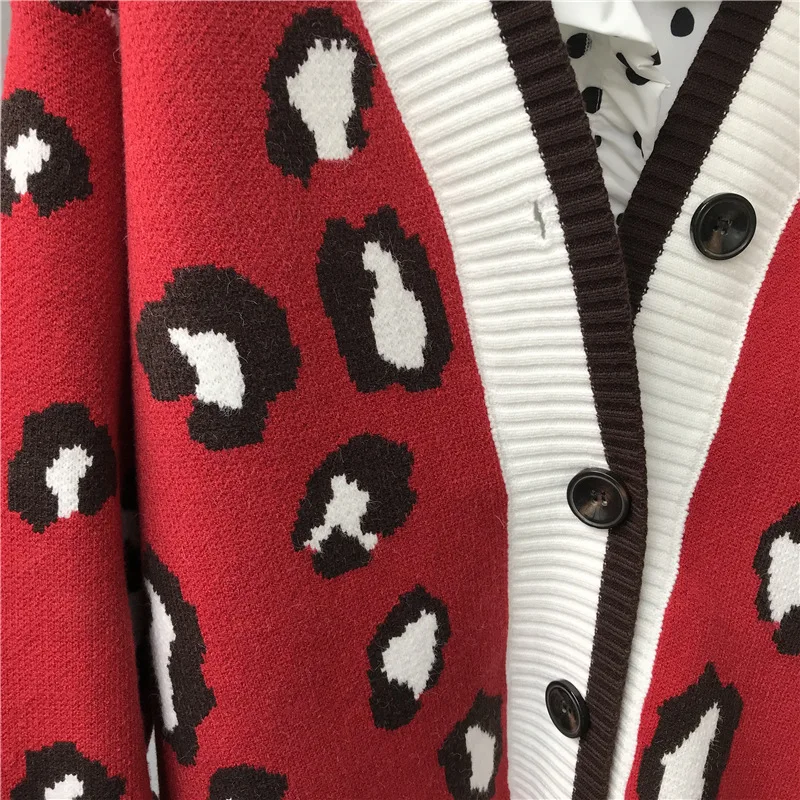 Neploe женские длинные кардиганы больше размера d свитера размера плюс пальто Свободный корейский Леопардовый вязаный свитер зимняя женская одежда 54451