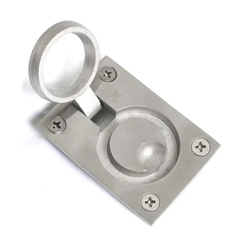 

1-Pack 2.5X1.8 Inch Flush Furniture Pull Handle,304 Stainless Steel Recessed Boat Hatch Latch Cabinet Flush Mount Lifting Pull R