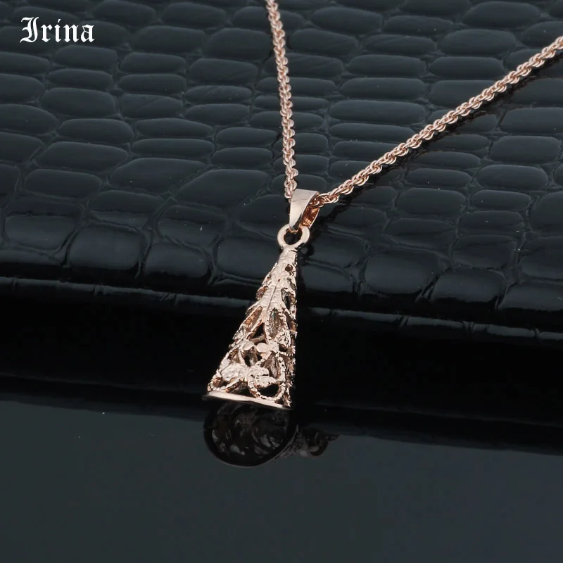 Irina Простые Модные ювелирные изделия завод цветок полые Дизайн 585 розовое золото цвет ожерелье кулон для женщин Partry подарок